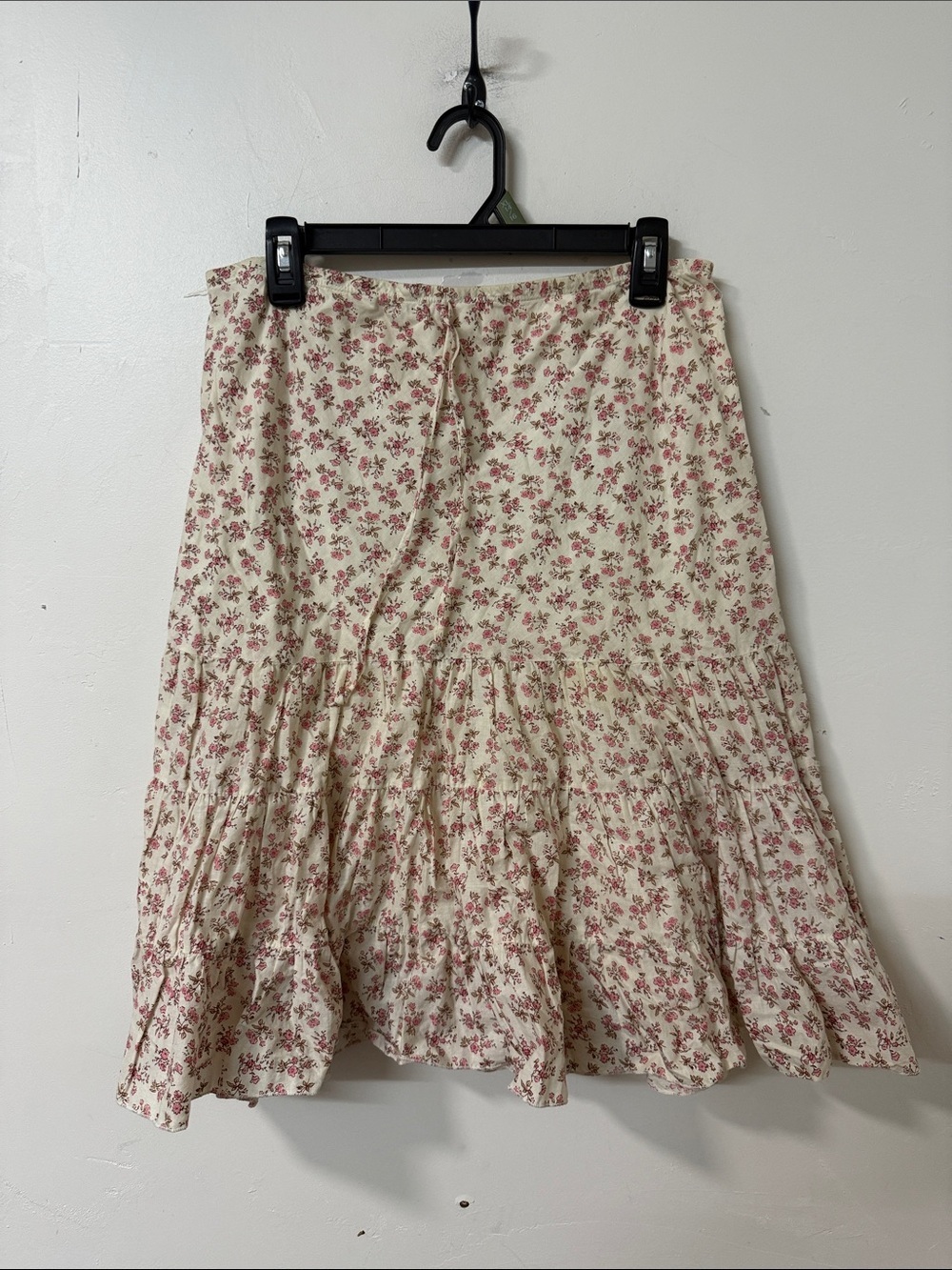 Floral Tiered Cream and Pink Skirt Y2K